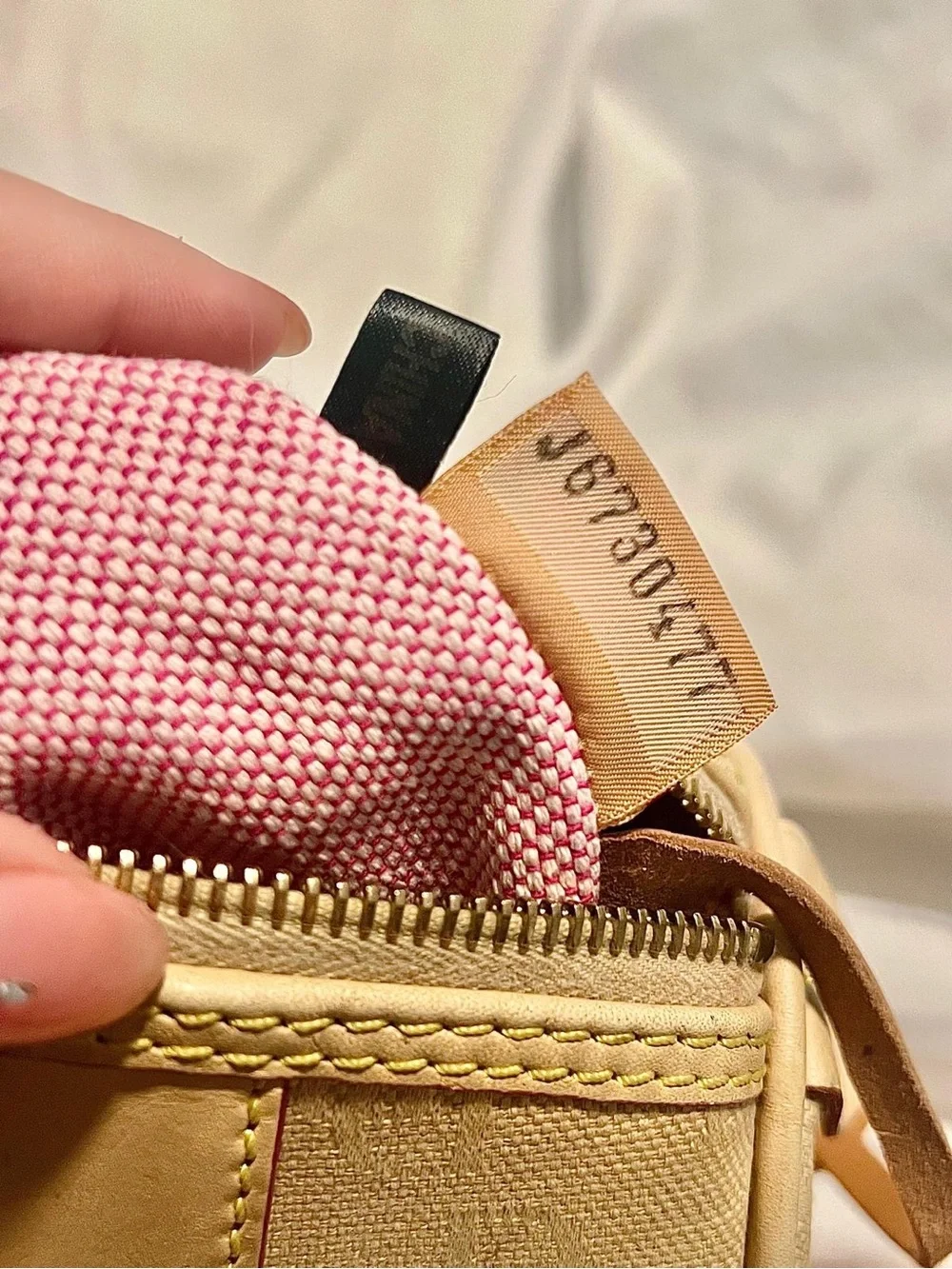 Dooney & Bourke Beige Signature Canvas Crossbody Satchel with Tassel